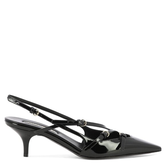 Miu Miu Patent Leather Slingback Pumps With Buckles 55Mm IT 37.5 Women - Picture 1 of 5